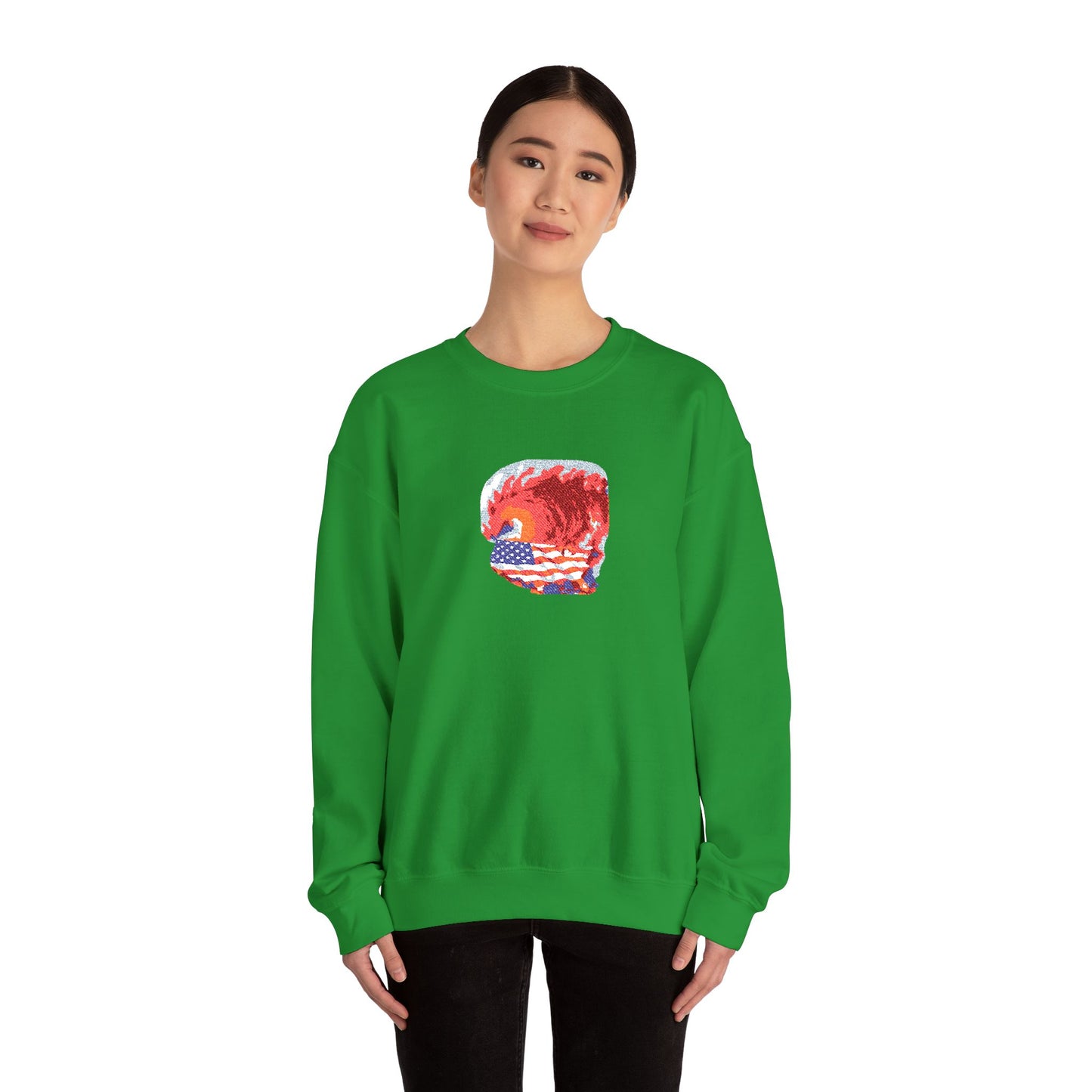 Red Wave USA Comfort Color Brand Embroidered Crewneck Sweatshirt