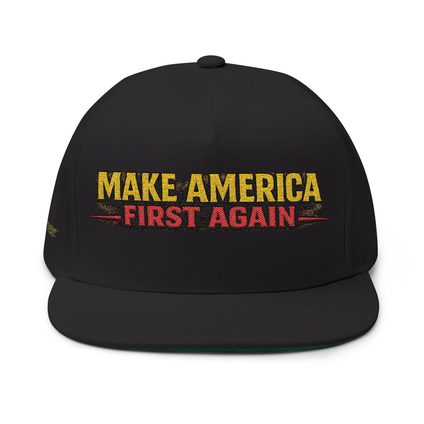 "Make America First Again" Book Merch Flat Bill Cap (Embroidered)