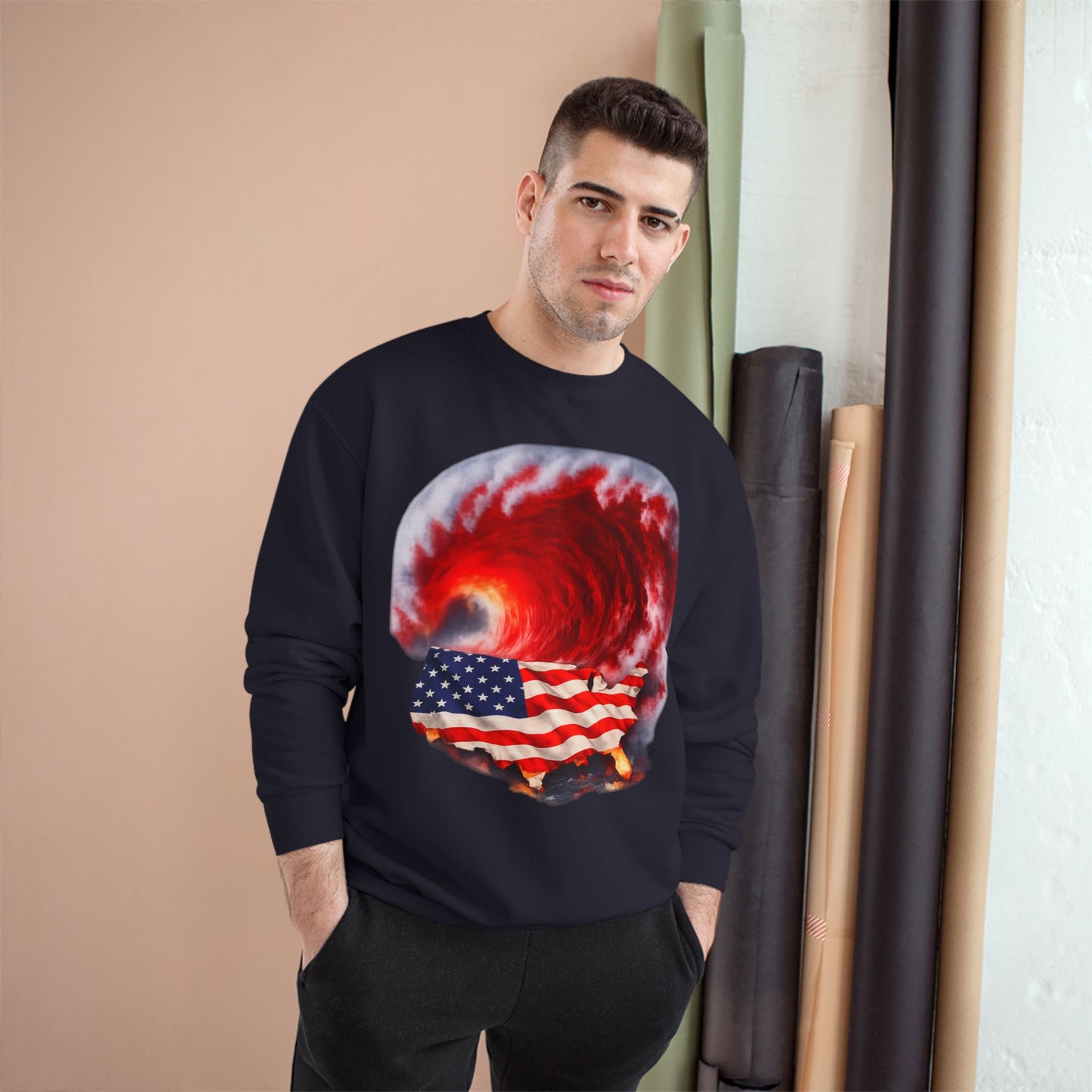 Red Wave USA Champion Brand Crewneck Sweatshirt