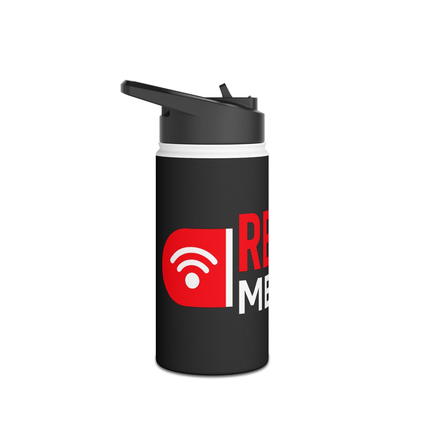 Red Pill Media Stainless Steel Water Bottle — Insulated Black Bottle with Logo