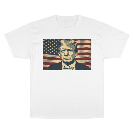 President Trump American Flag Signature Champion Brand T-Shirt