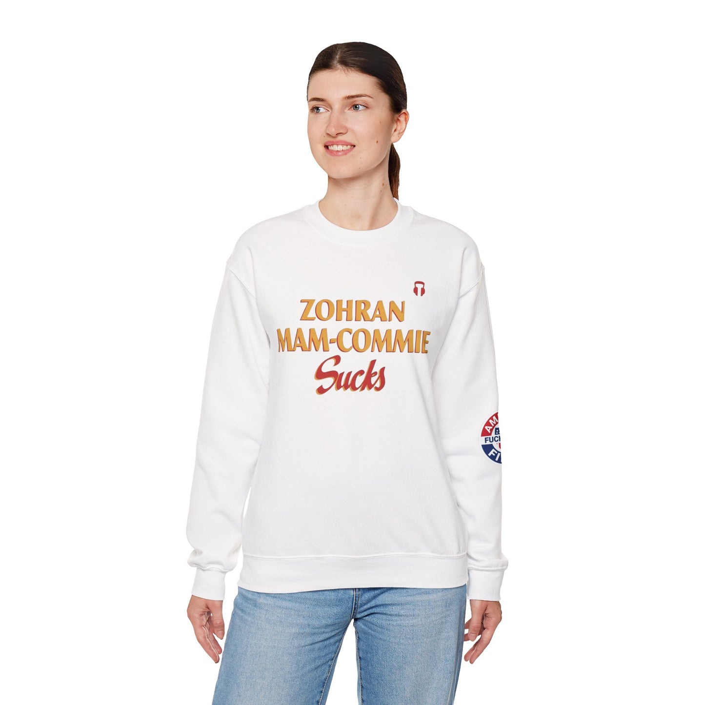 Zohran Mam-Commie Sucks/America First F*CK ISLAM Gildan Brand Crewneck Sweatshirt