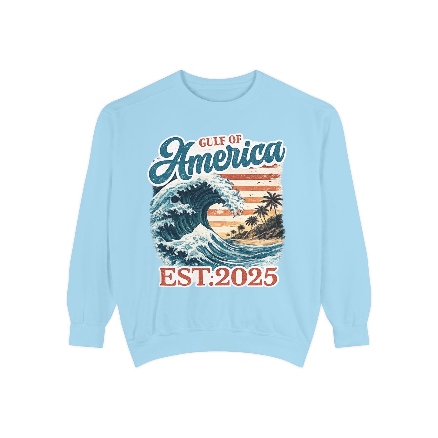 Gulf of America Est. 2025 Waves Comfort Color Brand Crewneck Sweatshirt