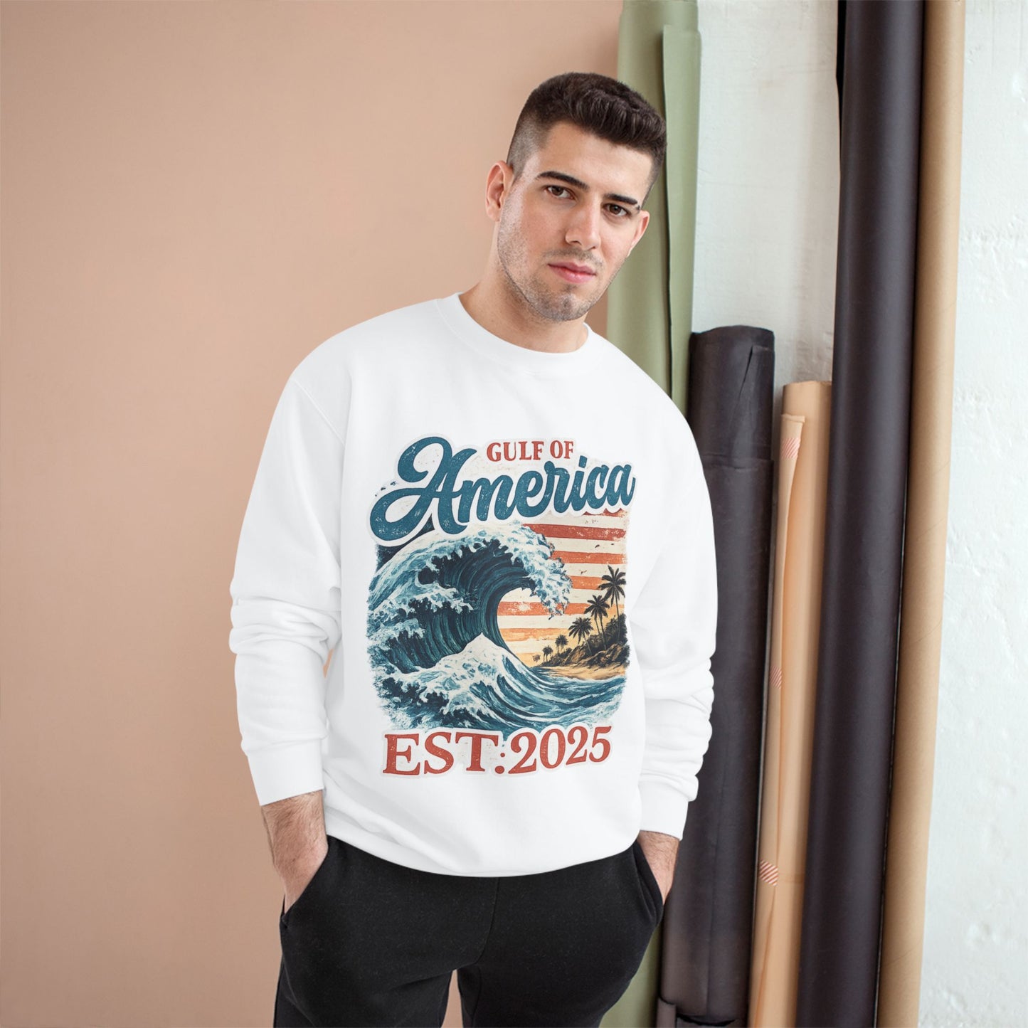 Gulf of America Est. 2025 Waves Champion Brand Hoodie