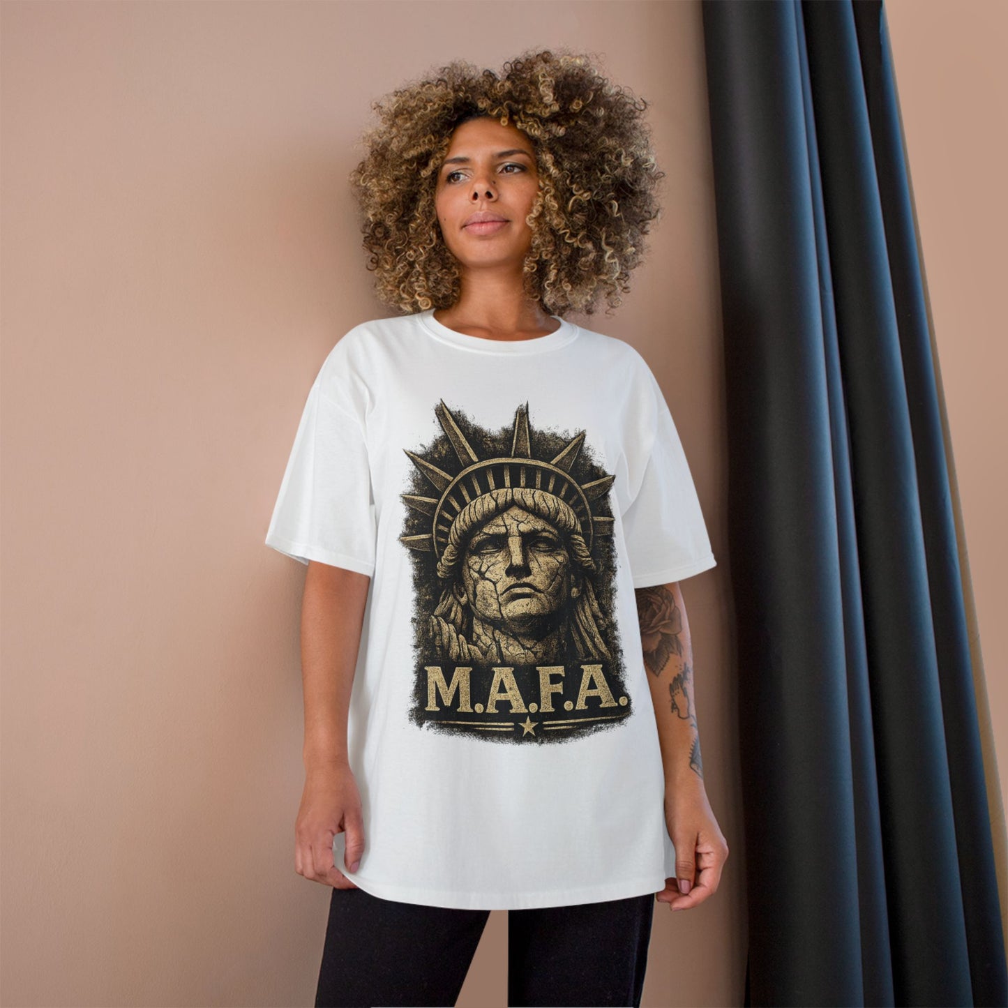 M.A.F.A. "Statue Of Liberty" "Sovereignty Security Prosperity " Champion Brand T-Shirt