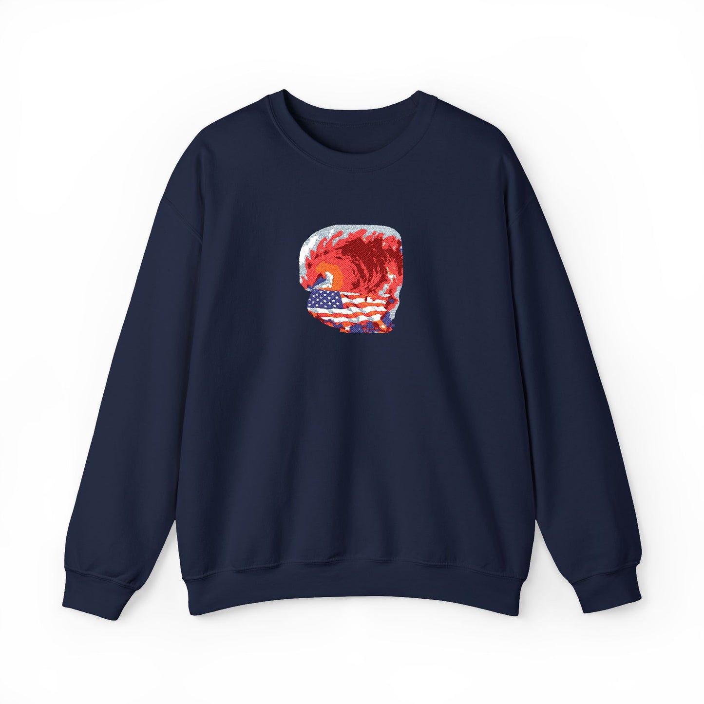 Red Wave USA Comfort Color Brand Embroidered Crewneck Sweatshirt