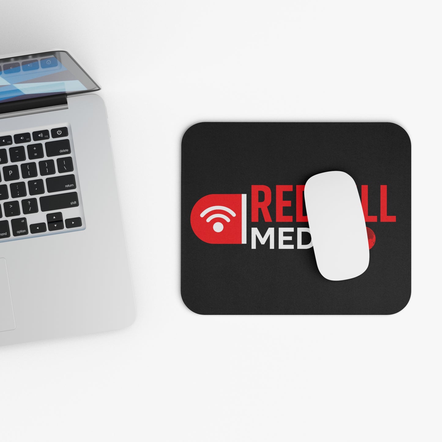 Red Pill Media Rectangle Mouse Pad — Branded Desk Mousepad for Fans & Creators