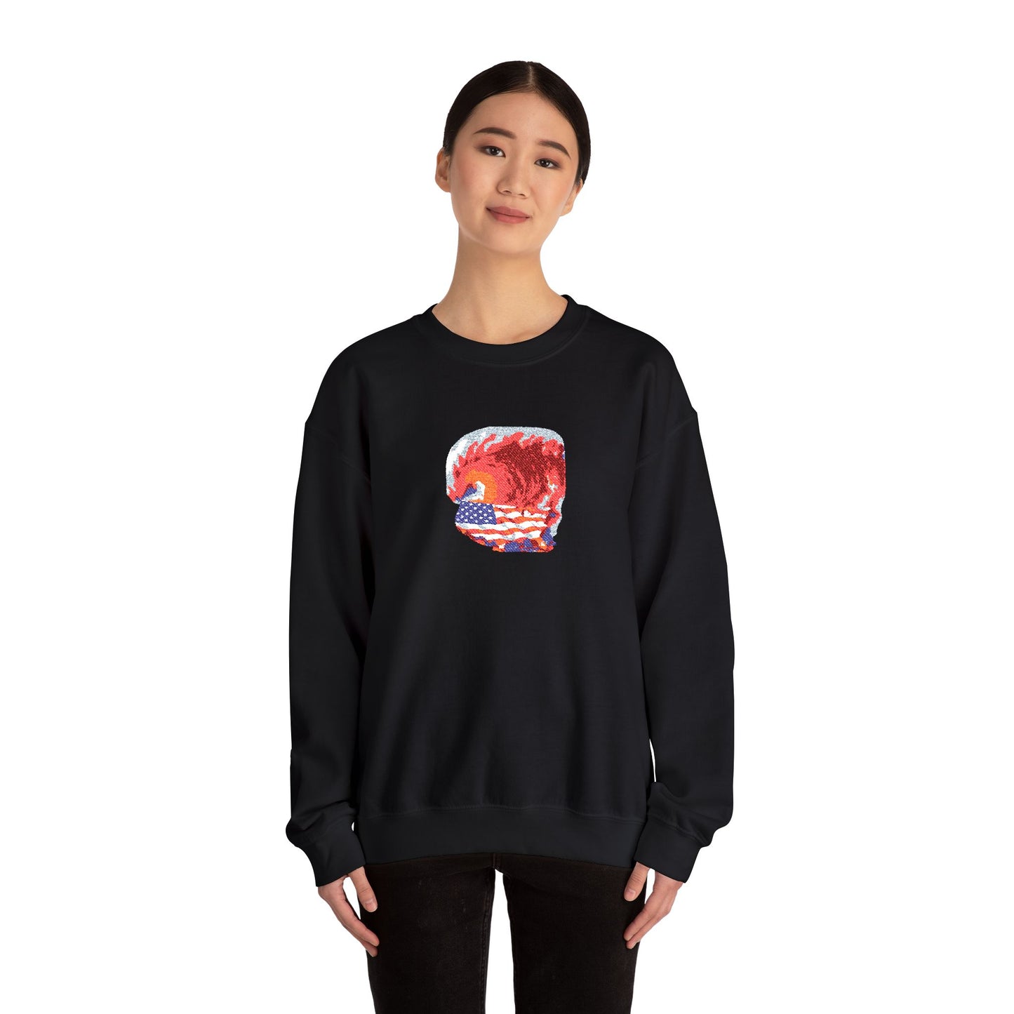 Red Wave USA Comfort Color Brand Embroidered Crewneck Sweatshirt