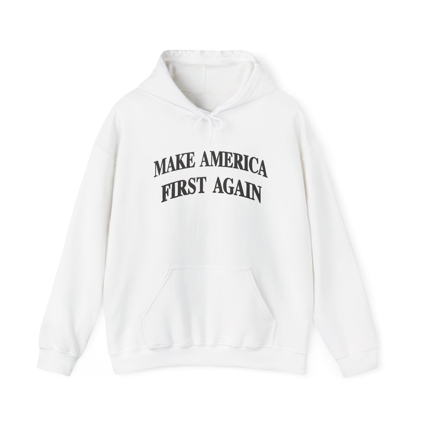 Black Make America First Again Hoodie — Black Pullover Hoodie