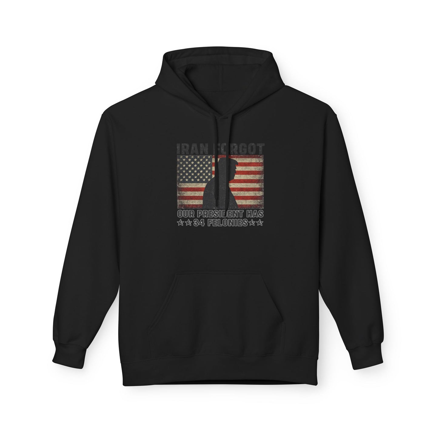 "Iran Forgot, Our President Has 34 Felonies" President Trump Gildan Brand Hoodie