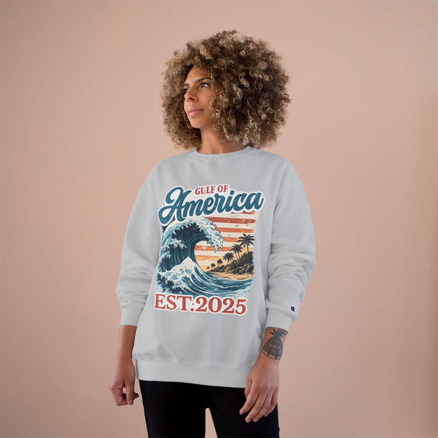 Gulf of America Est. 2025 Waves Champion Brand Hoodie