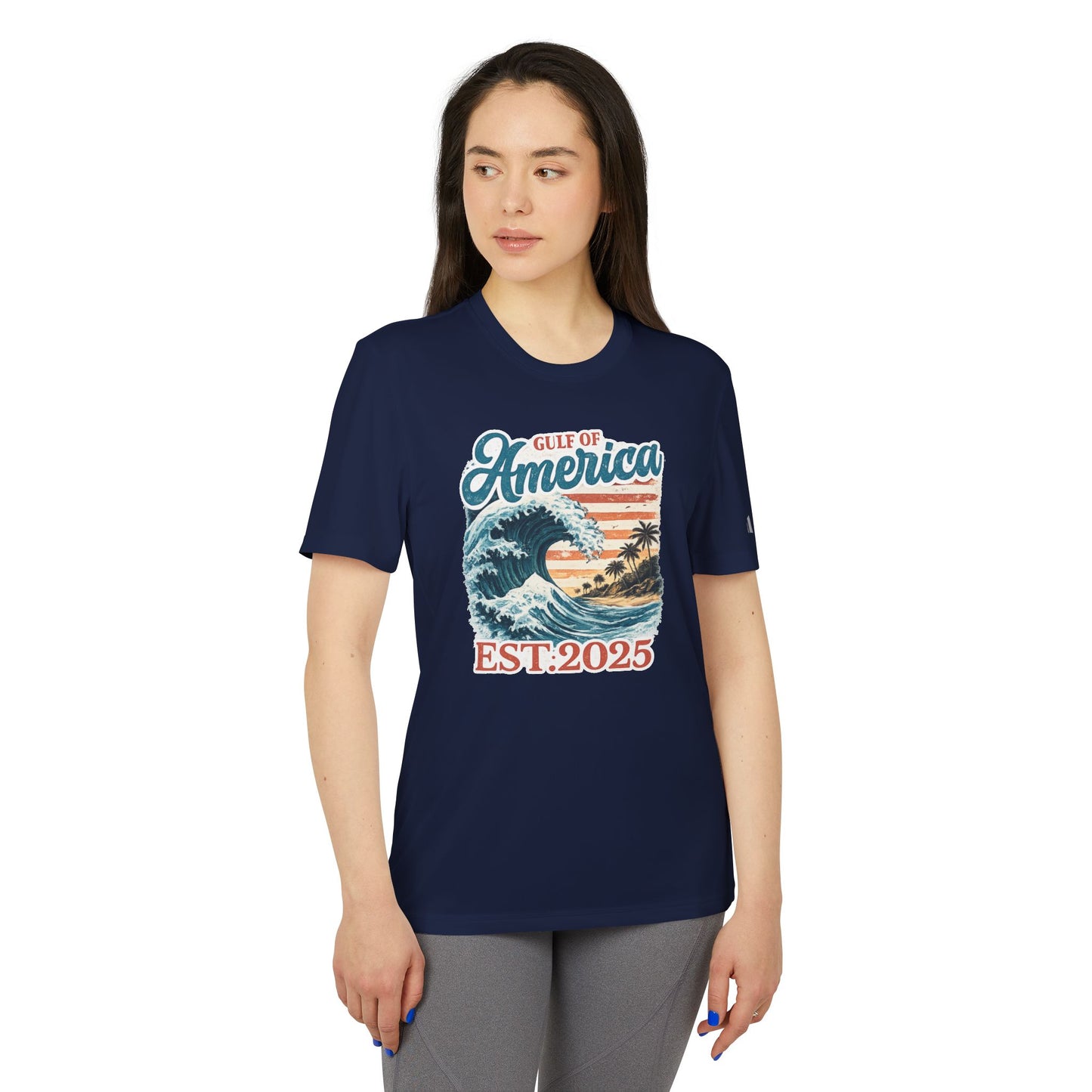 Gulf of America Est. 2025 Waves Adidas Brand T-Shirt