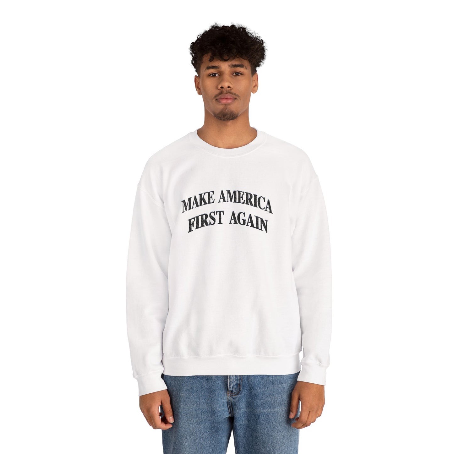Black "Make America First Again" Crewneck Sweatshirt