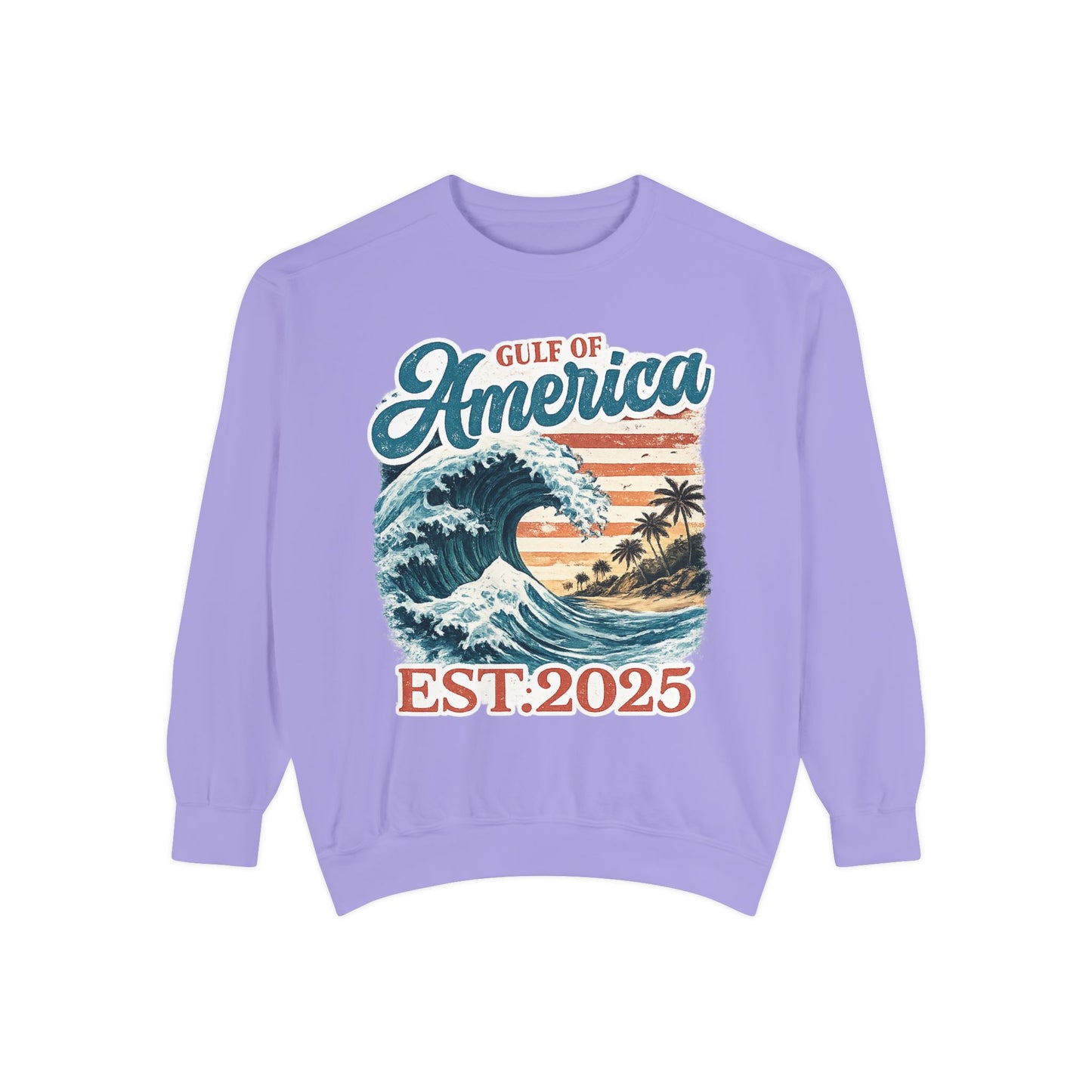 Gulf of America Est. 2025 Waves Comfort Color Brand Crewneck Sweatshirt