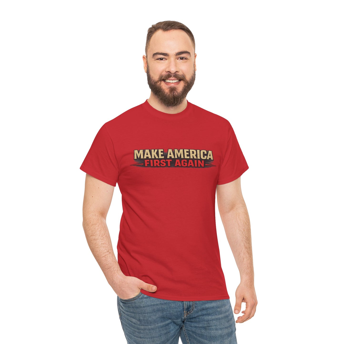 "Make America First Again" America First Is Not A Slogan - It's A Standard Gildan Brand T-Shirt