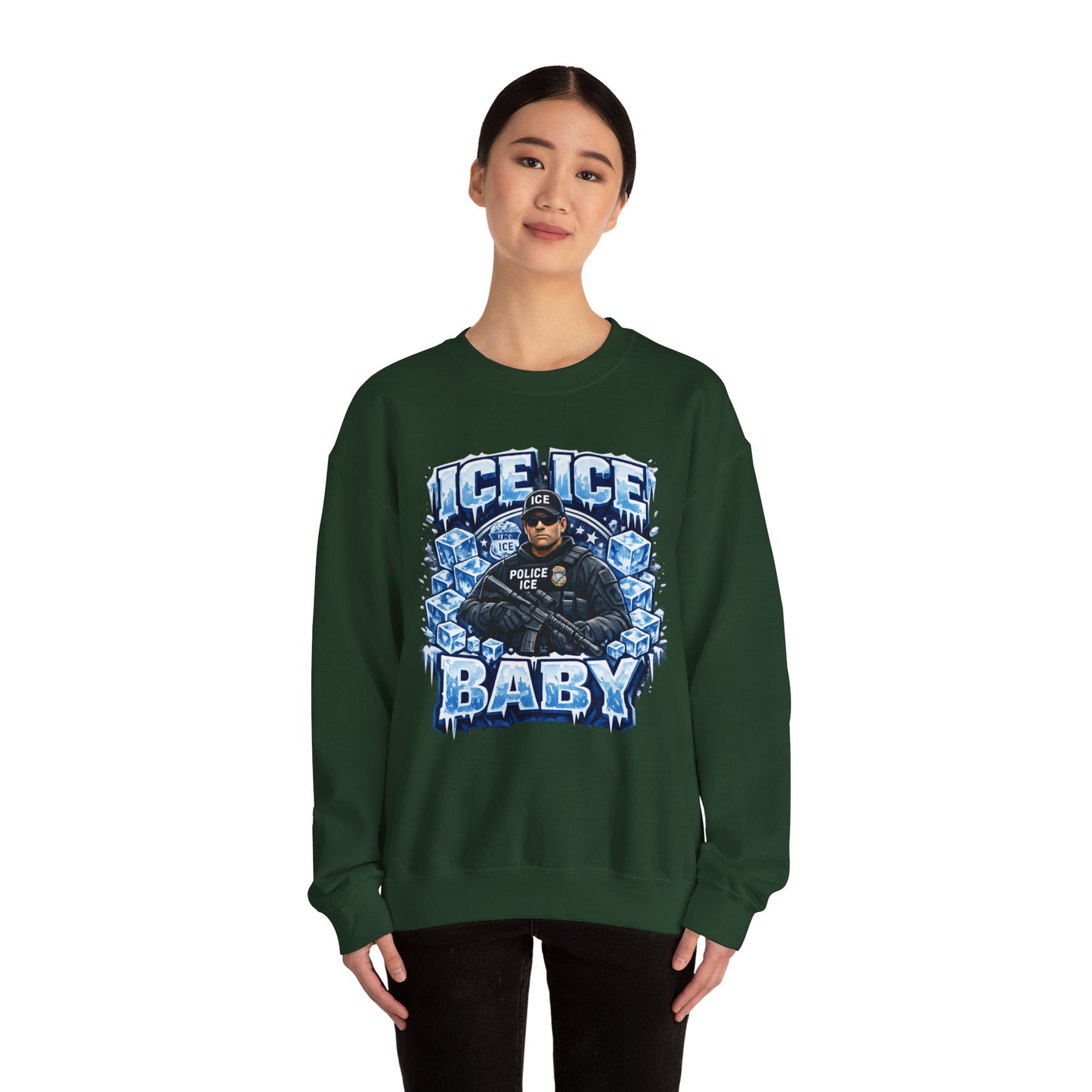 Ice Ice Baby ICE Agent Gildan Brand Crewneck Sweatshirt