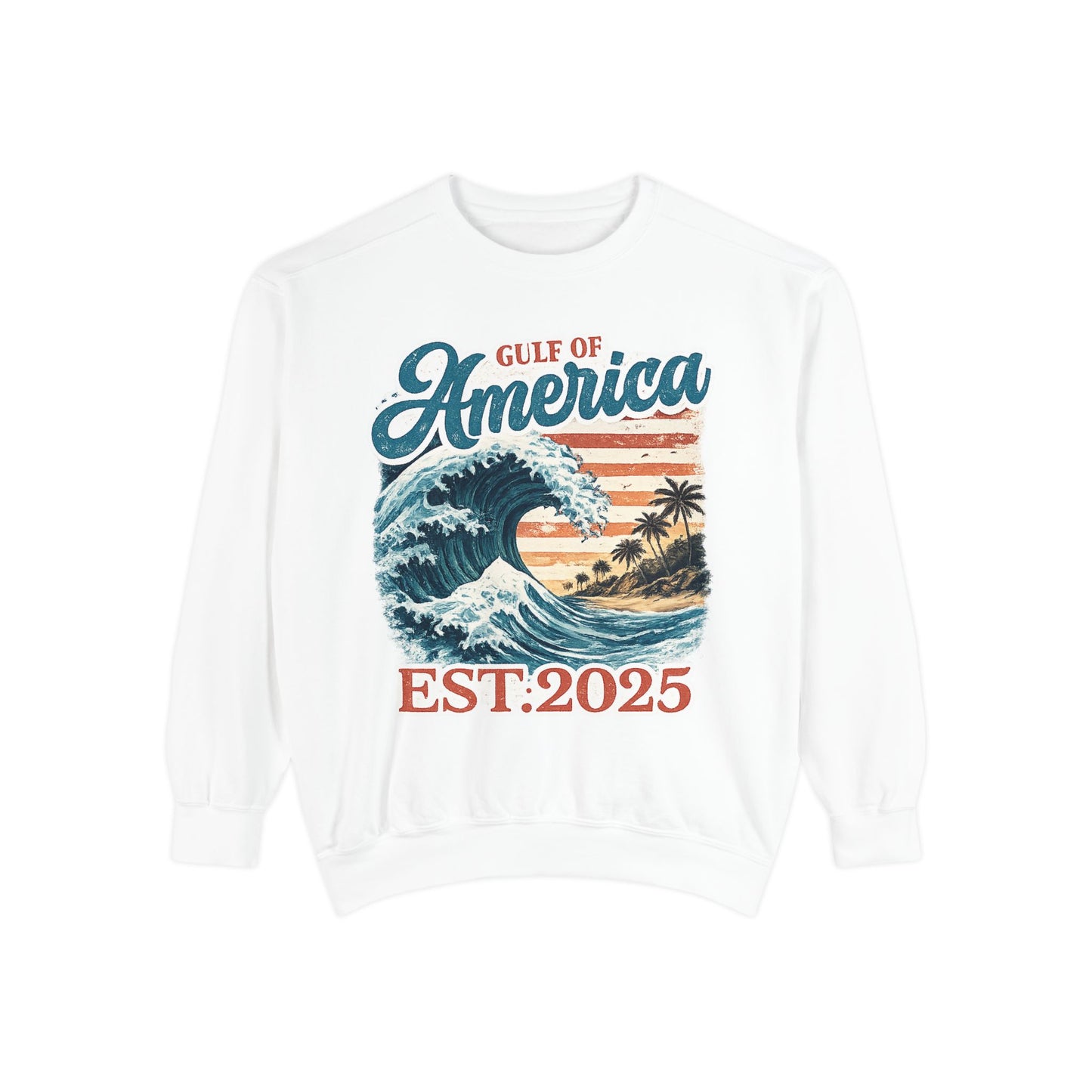 Gulf of America Est. 2025 Waves Comfort Color Brand Crewneck Sweatshirt