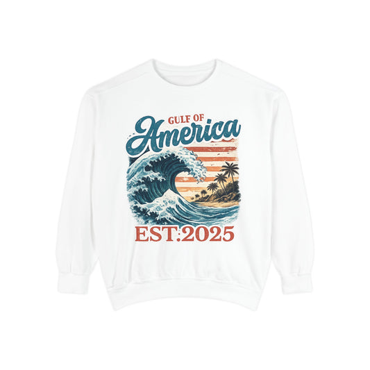 Gulf of America Est. 2025 Waves Comfort Color Brand Crewneck Sweatshirt