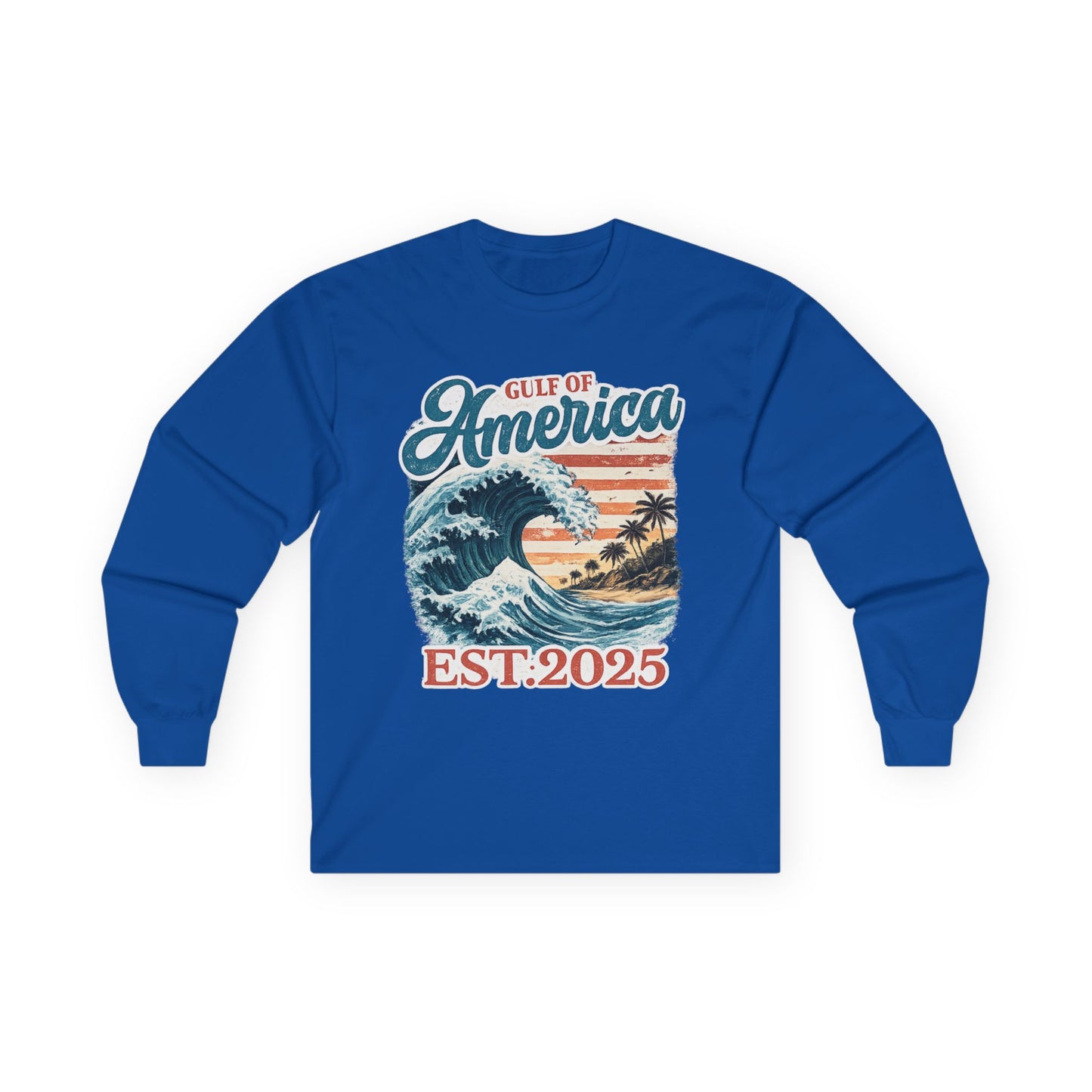 Gulf of America Est. 2025 Waves Gildan Brand Long Sleeve T-Shirt