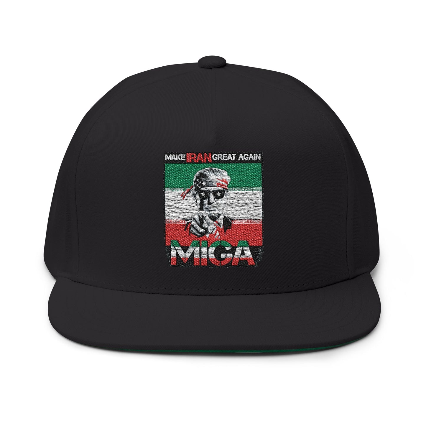 "Make Iran Great Again (MIGA)" Trump Embroidered Flat Bill Hat