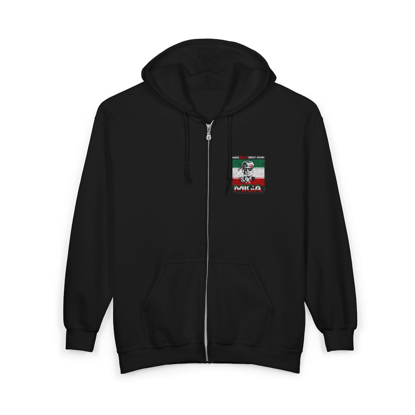 "Make Iran Great Again (MIGA)" Trump Gildan  18600 Brand Zip Up Hoodie
