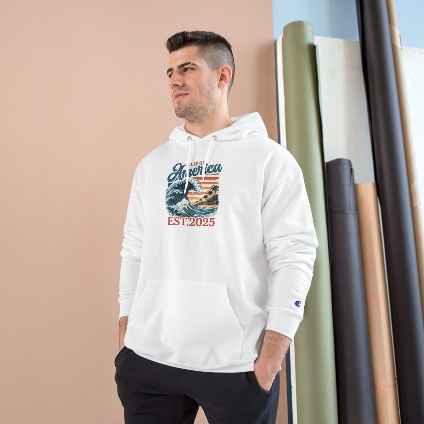Gulf of America Est. 2025 Waves Champion Brand Hoodie