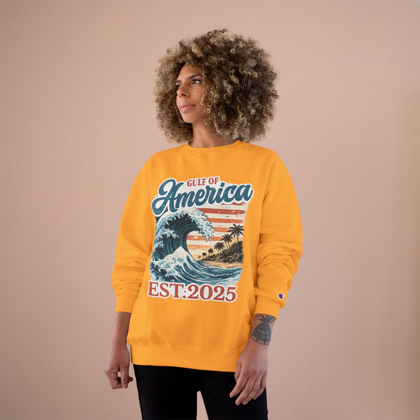 Gulf of America Est. 2025 Waves Champion Brand Hoodie