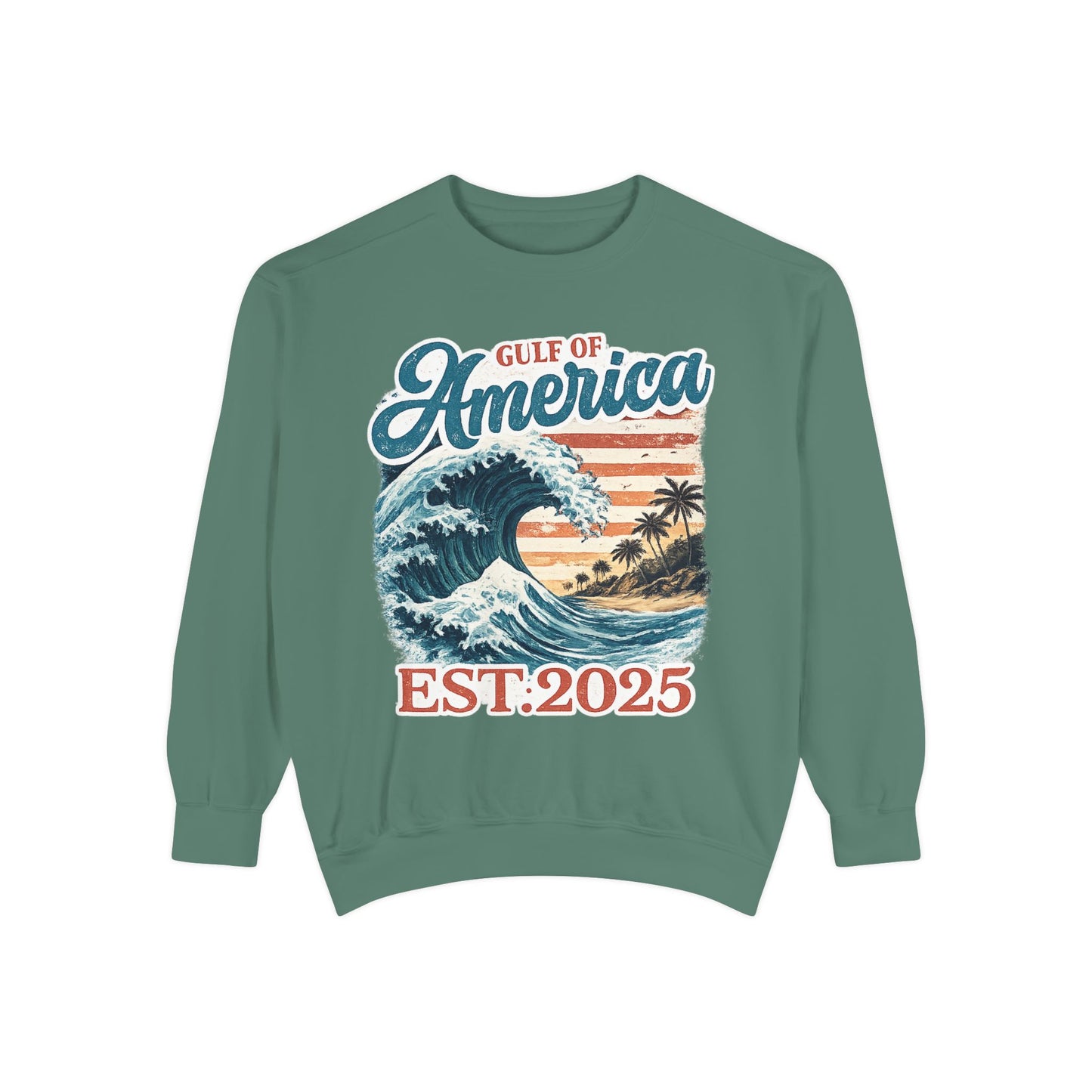 Gulf of America Est. 2025 Waves Comfort Color Brand Crewneck Sweatshirt