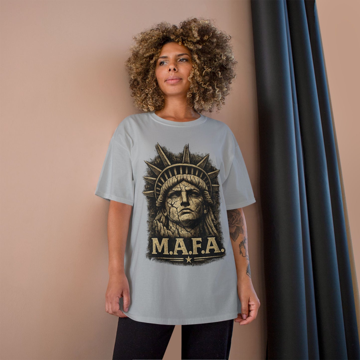 M.A.F.A. "Statue Of Liberty" "Sovereignty Security Prosperity " Champion Brand T-Shirt
