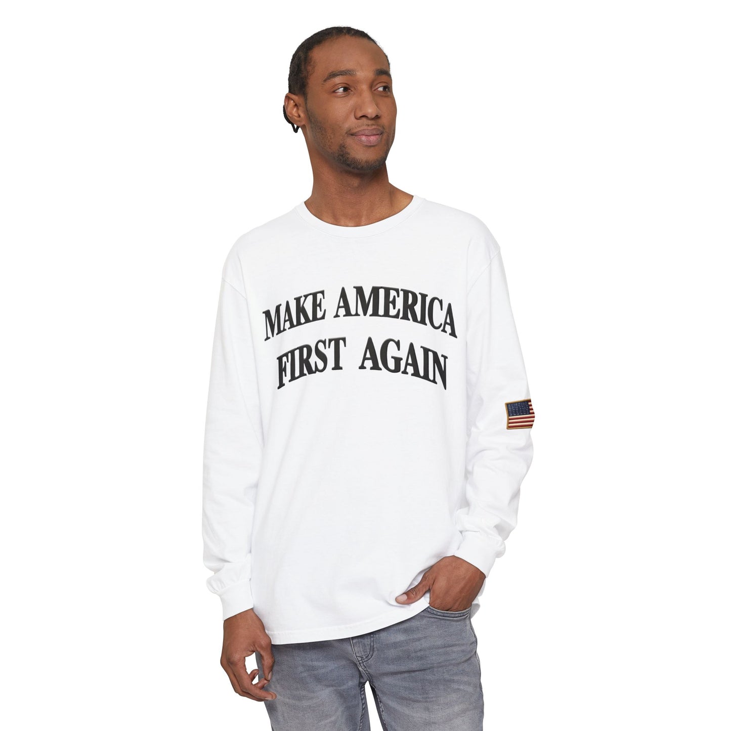 Black "Make America First Again" Long Sleeve T-Shirt