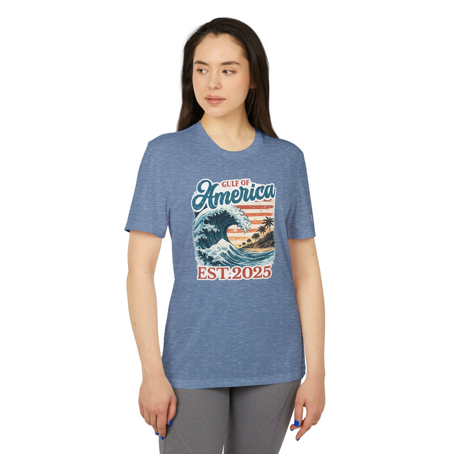 Gulf of America Est. 2025 Waves Adidas Brand T-Shirt