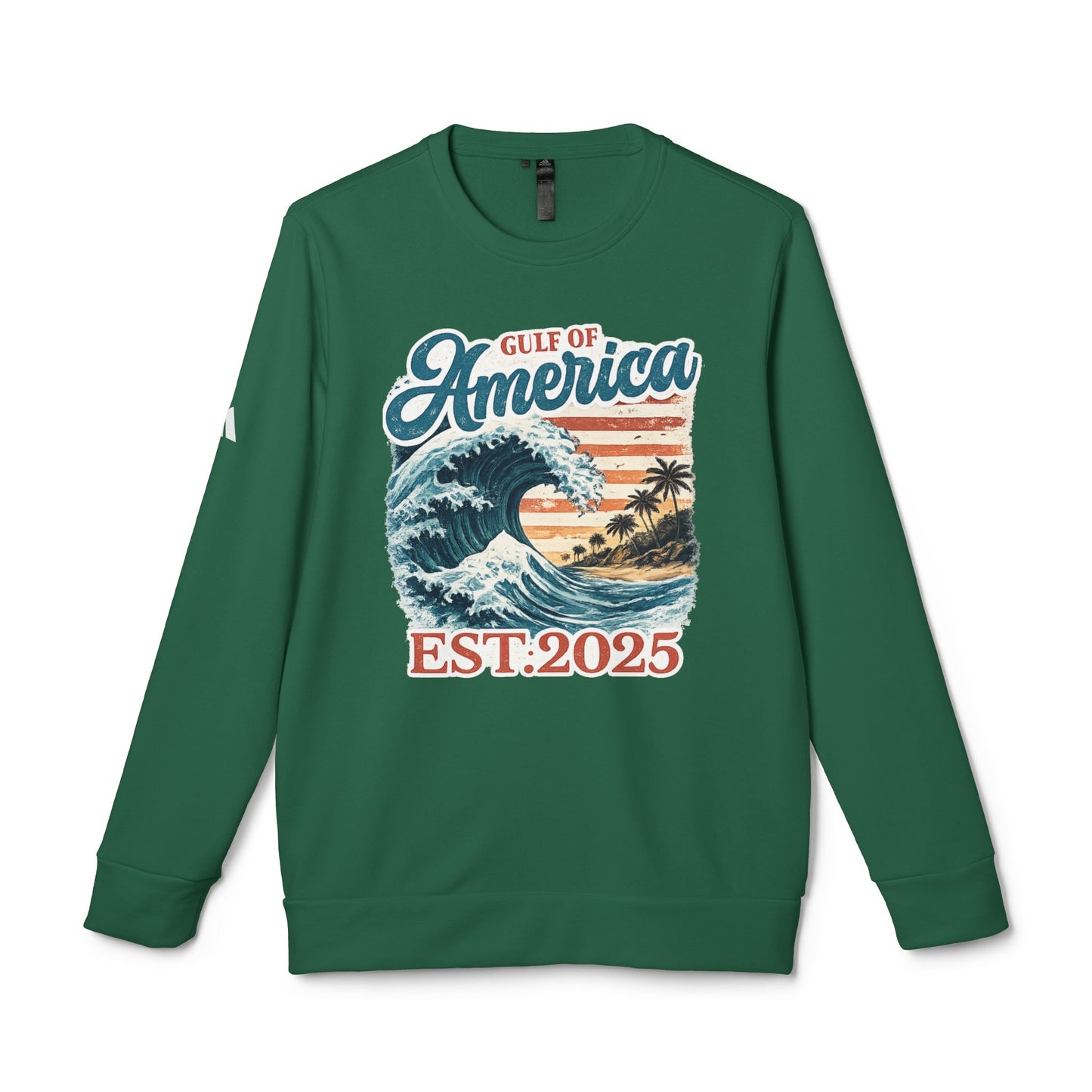 Gulf of America Est. 2025 Waves Adidas Brand Crewneck Sweatshirt