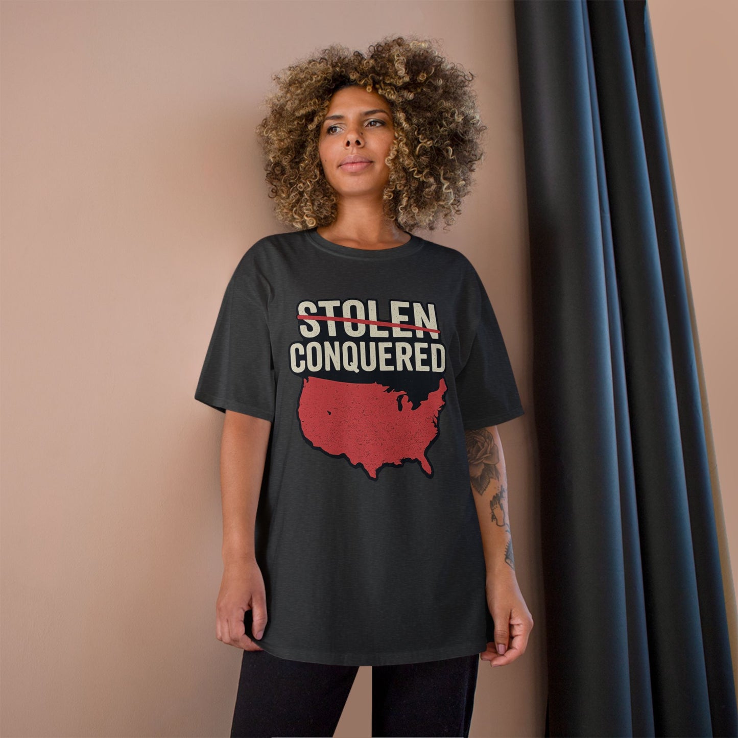 Stolen Conquered USA Champion Brand T-Shirt