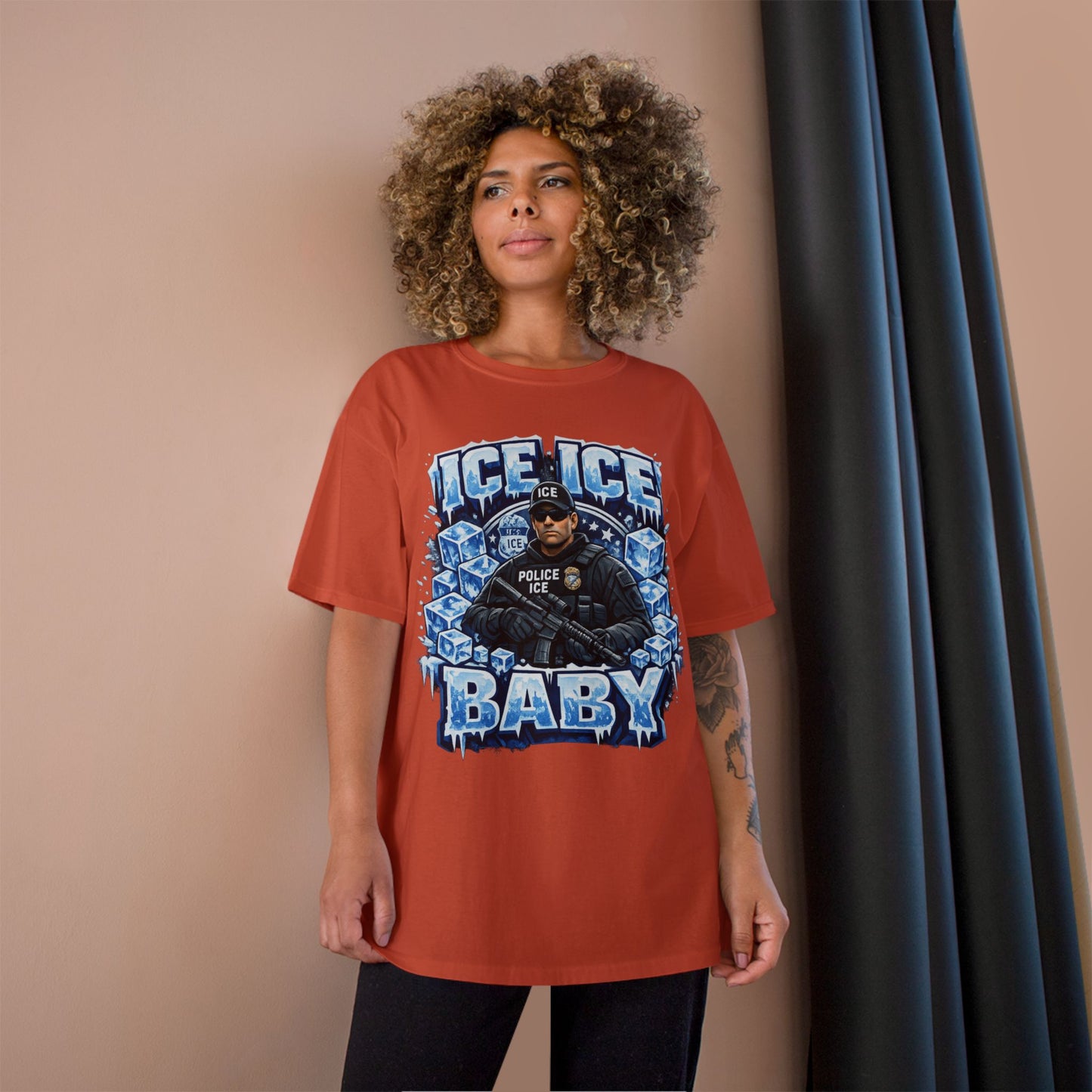 Ice Ice Baby ICE Agent Champion Brand T-Shirt