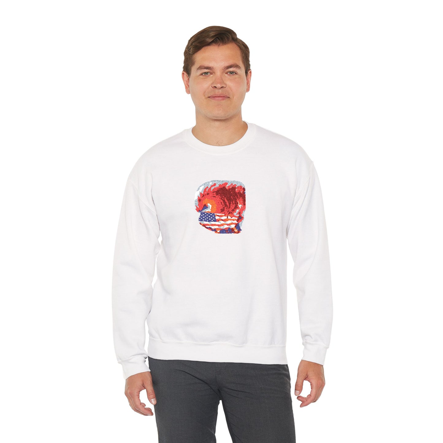 Red Wave USA Comfort Color Brand Embroidered Crewneck Sweatshirt