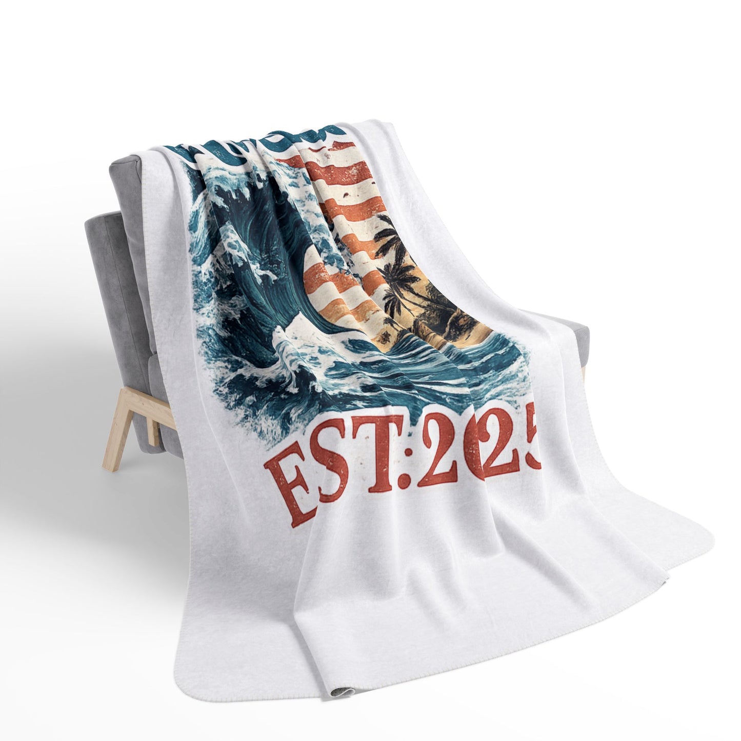 Gulf of America EST. 2025 Waves Fleece Sherpa Blanket
