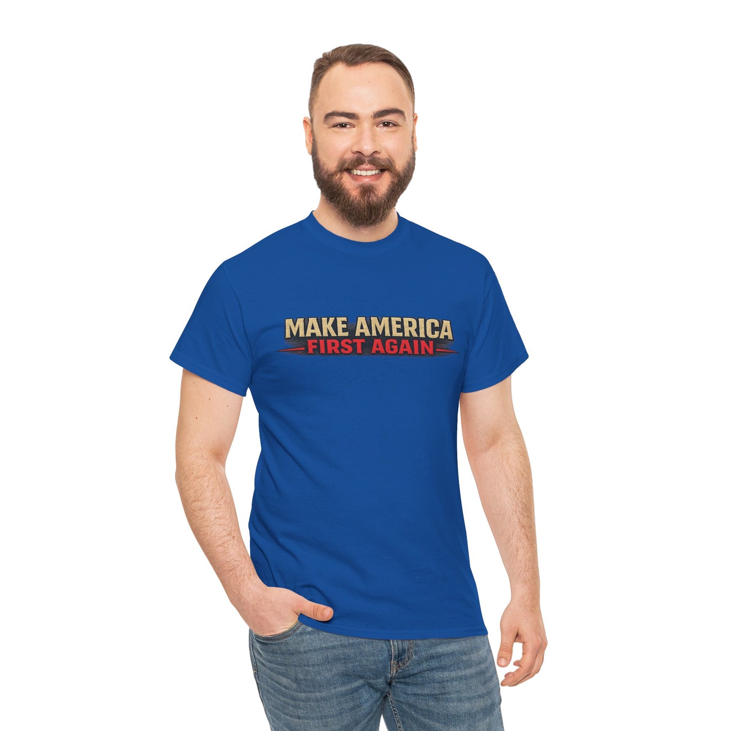 "Make America First Again" America First Is Not A Slogan - It's A Standard Gildan Brand T-Shirt