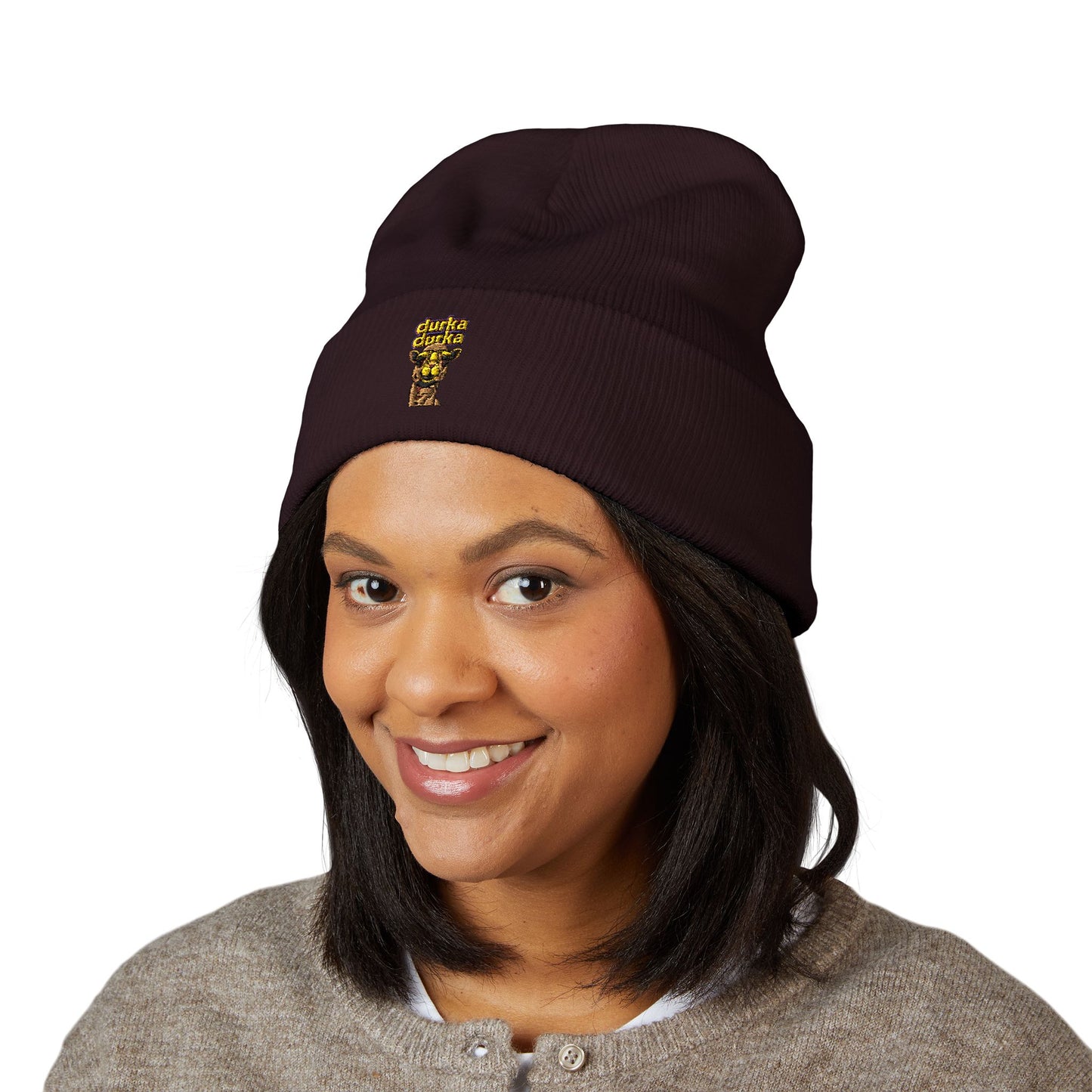 "Durka Durka" Camel Cuffed Beanie