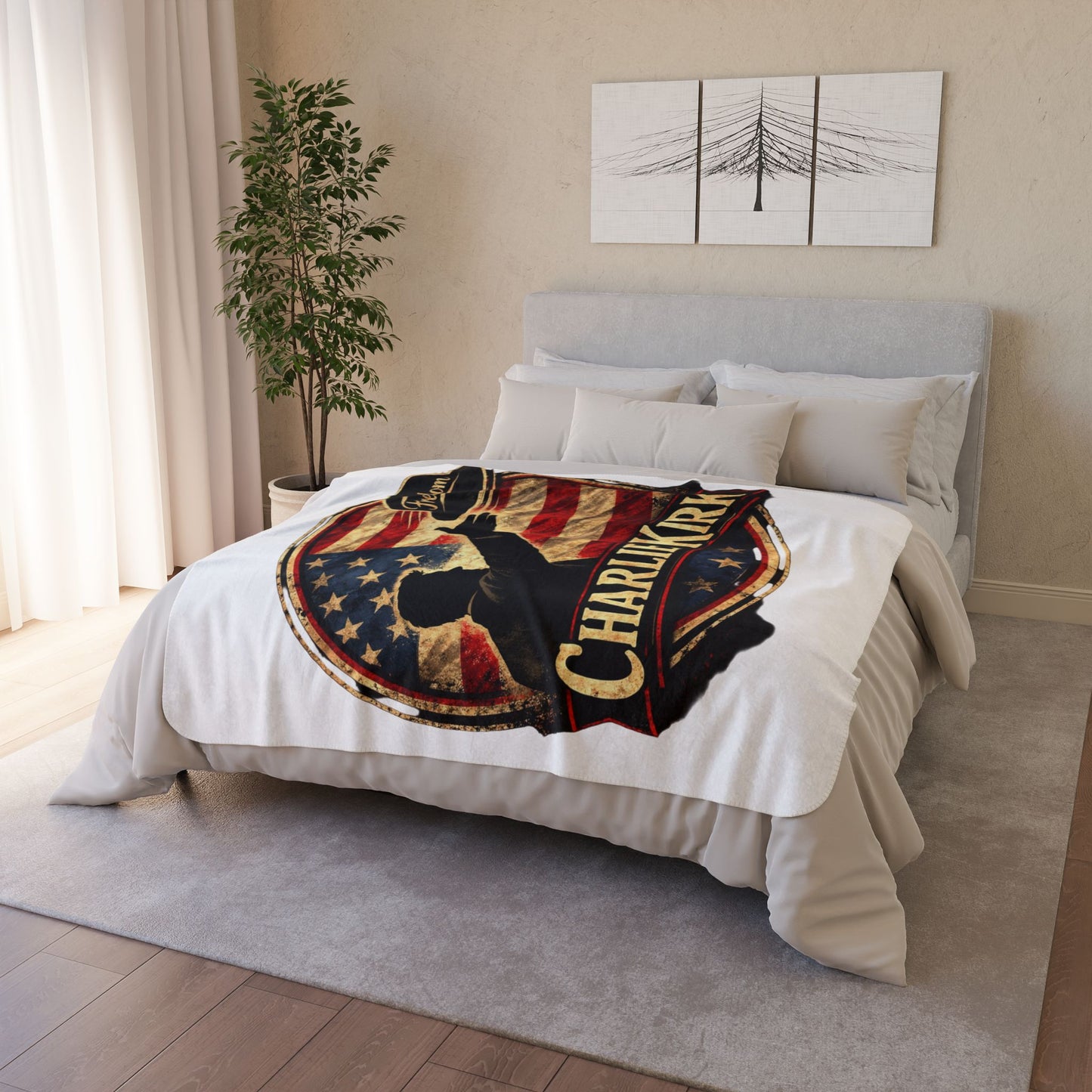 Charlie Kirk Freedom Hat Fleece Sherpa Blanket