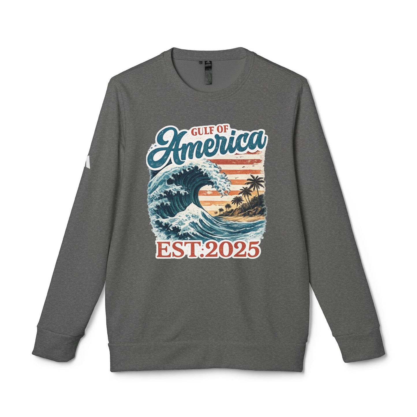 Gulf of America Est. 2025 Waves Adidas Brand Crewneck Sweatshirt