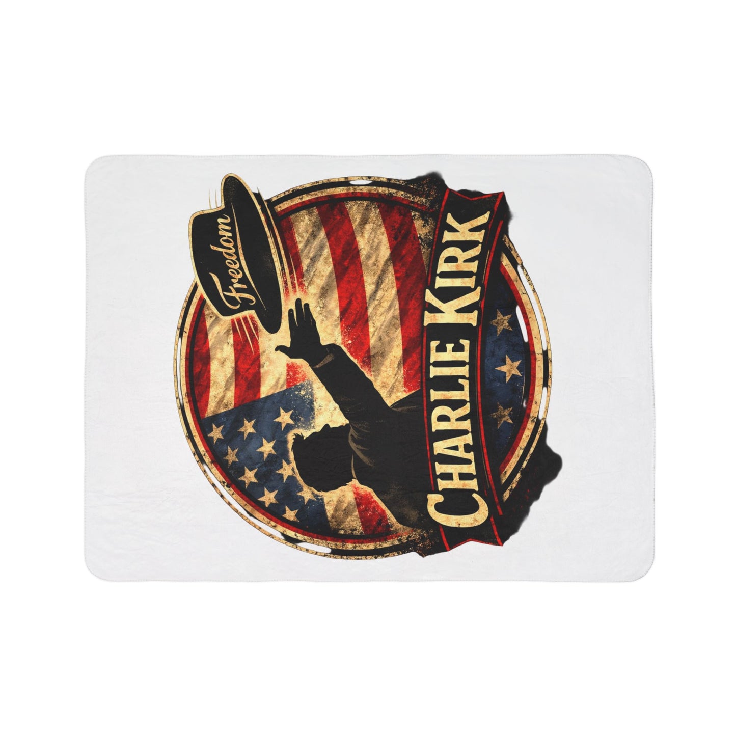 Charlie Kirk Freedom Hat Fleece Sherpa Blanket