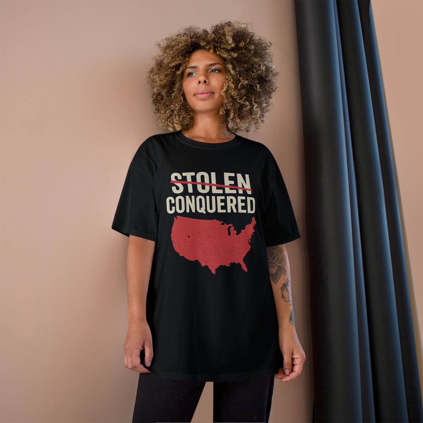 Stolen Conquered USA Champion Brand T-Shirt