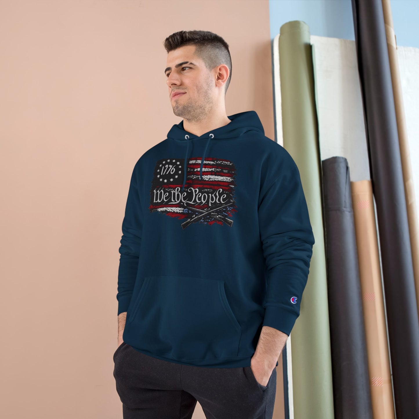 We the People 1776 Flag Champion Brand Hoodie