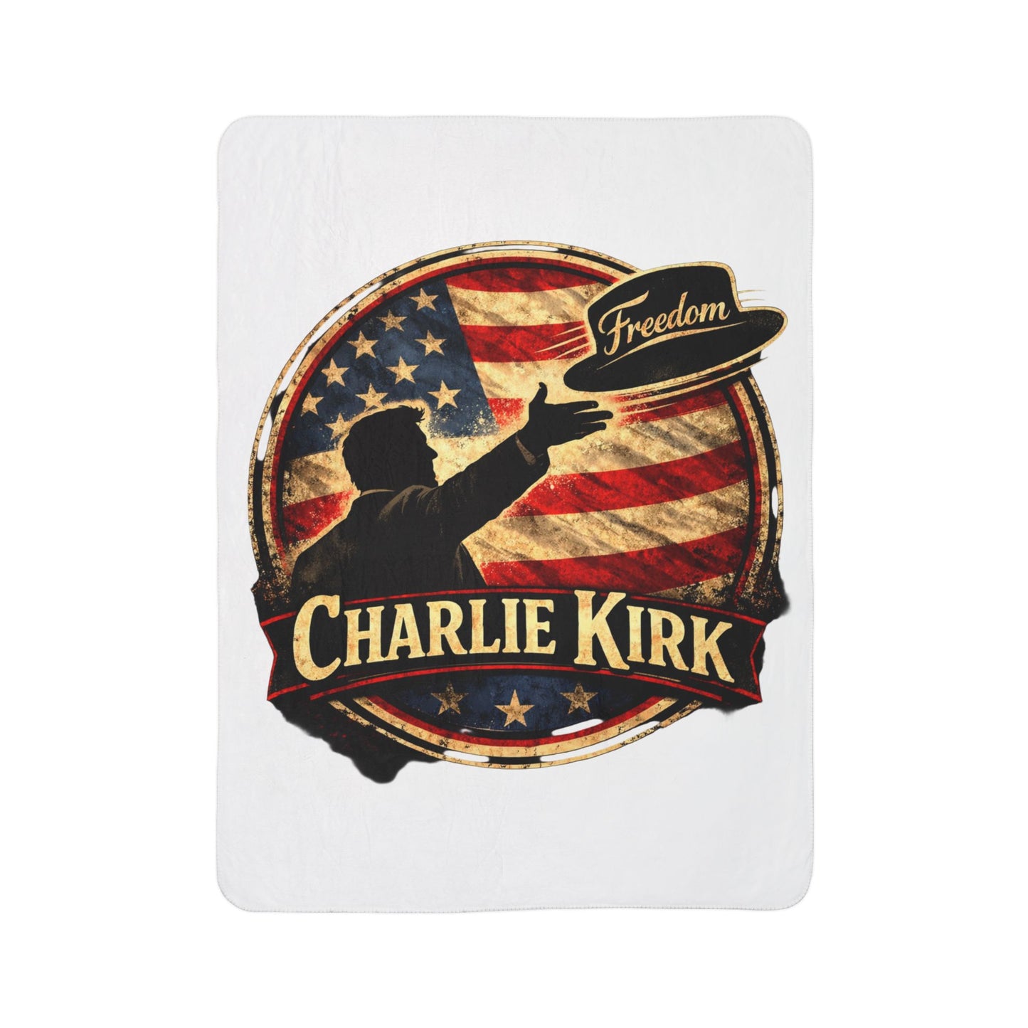 Charlie Kirk Freedom Hat Fleece Sherpa Blanket