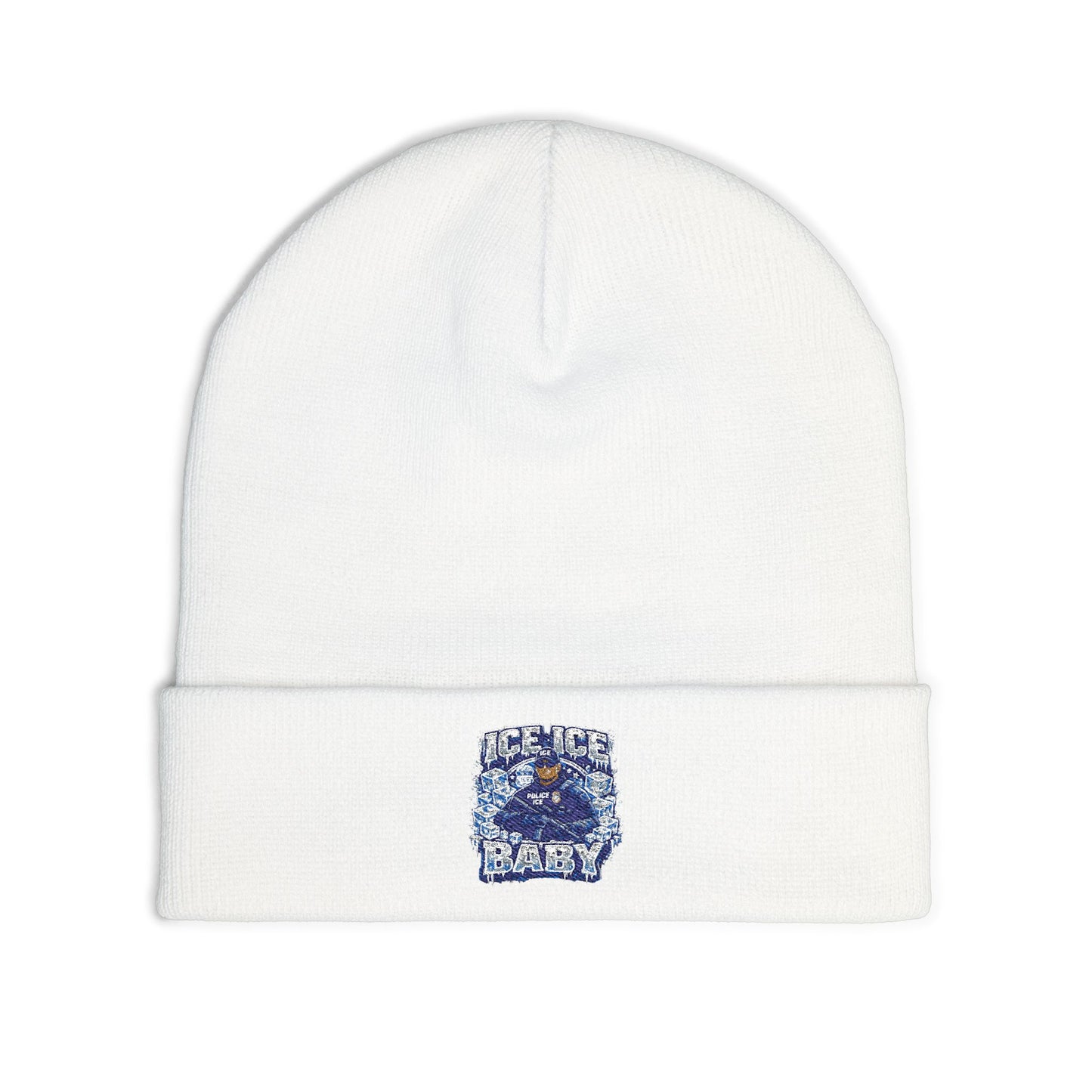 Ice Ice Baby ICE Agent Embroidered Knit Beanie