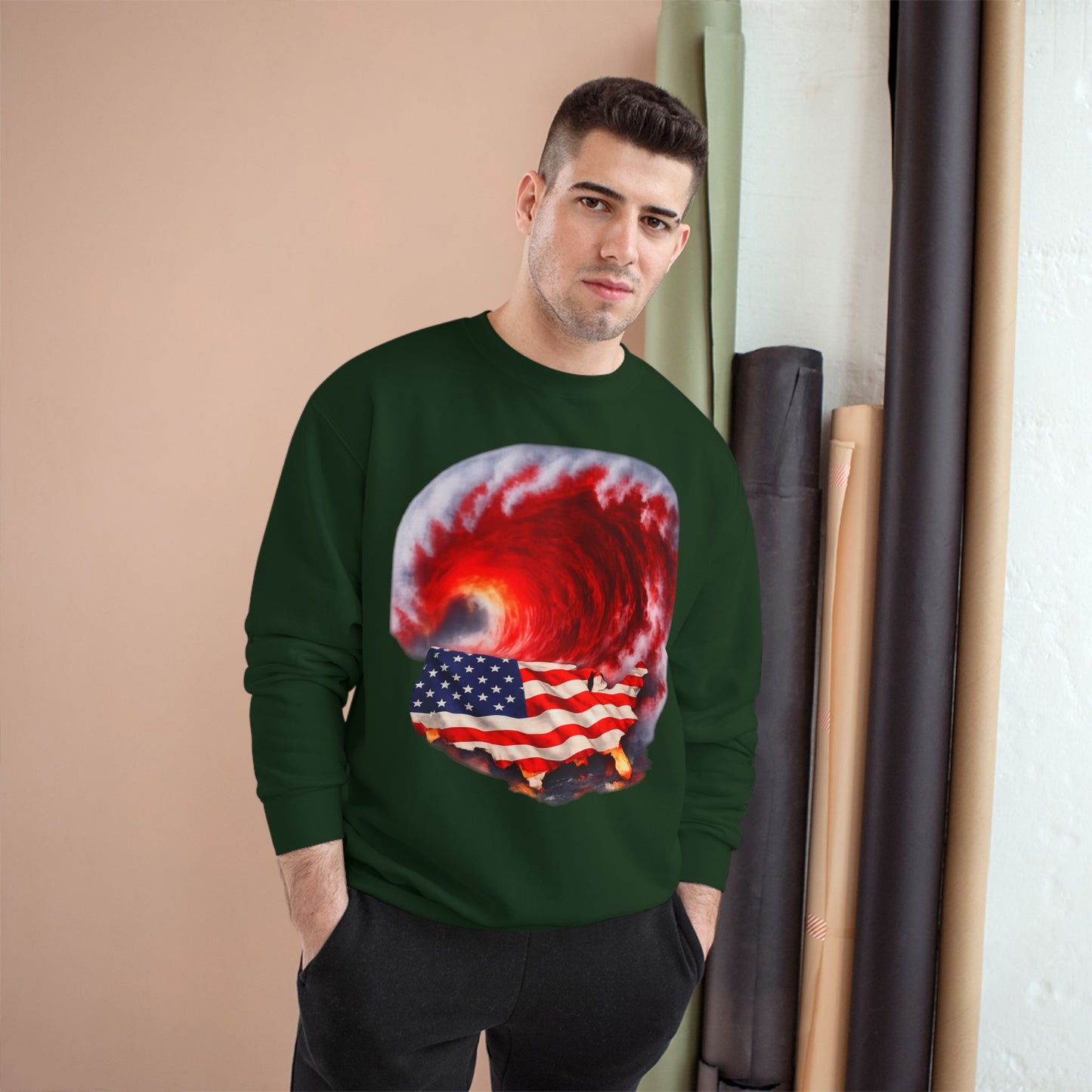Red Wave USA Champion Brand Crewneck Sweatshirt