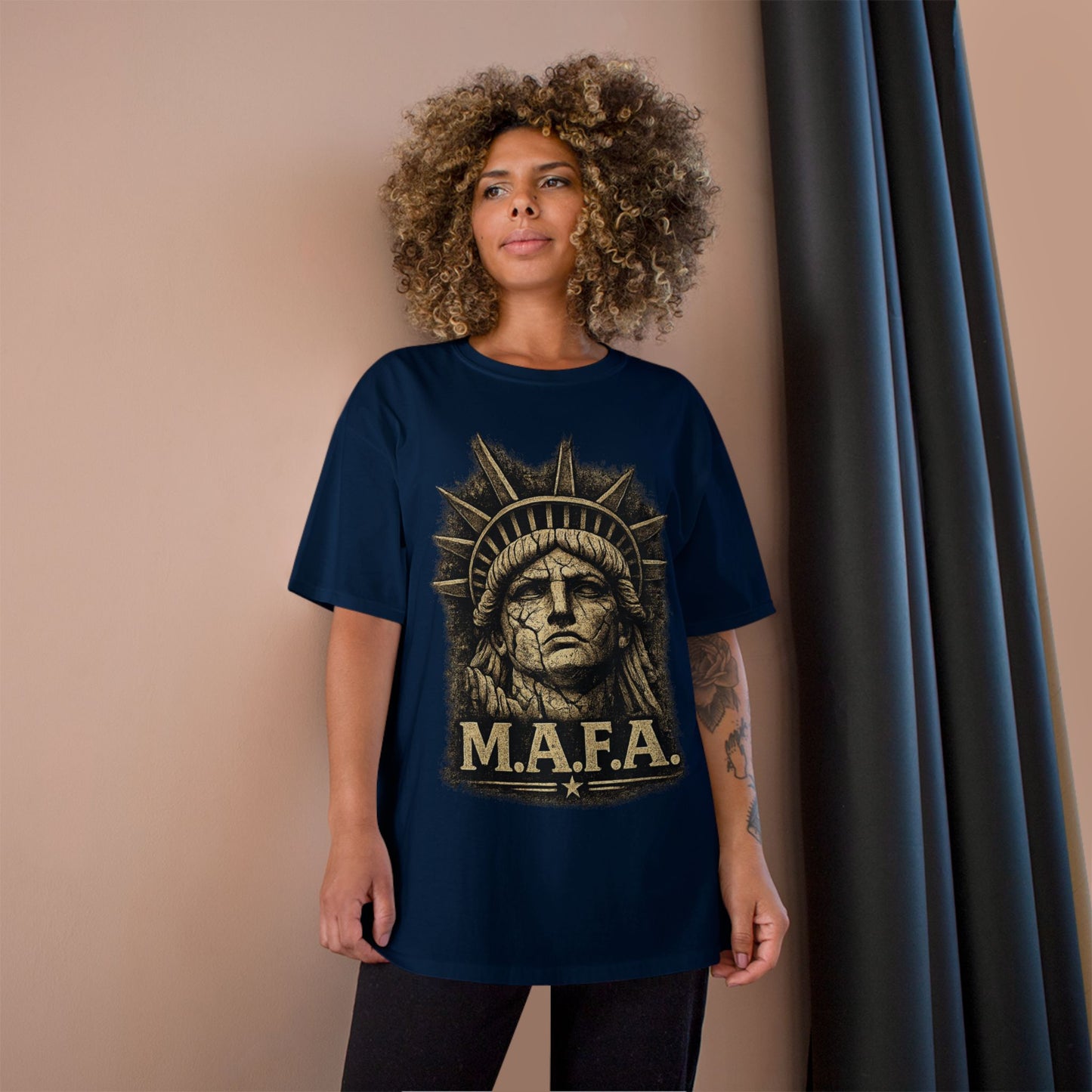 M.A.F.A. "Statue Of Liberty" "Sovereignty Security Prosperity " Champion Brand T-Shirt