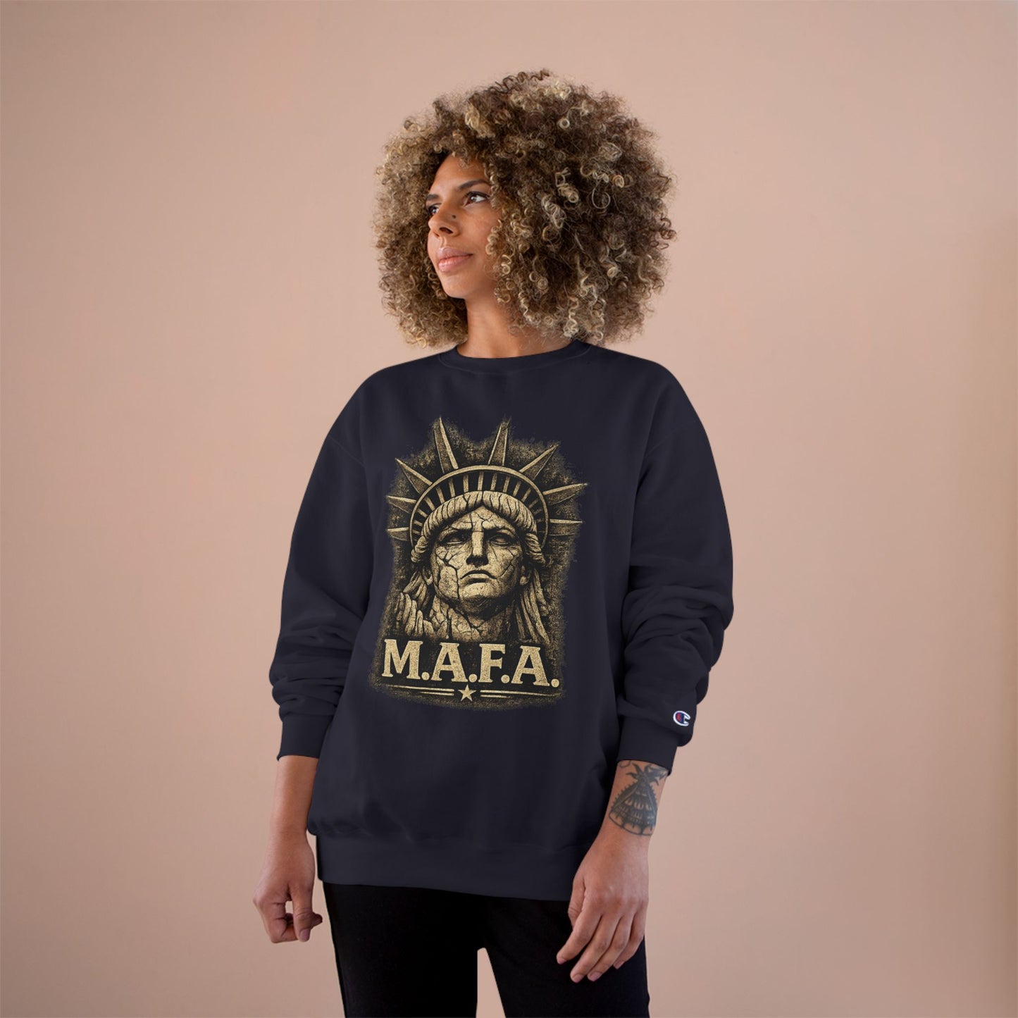 M.A.F.A. "Statue Of Liberty" "Sovereignty Security Prosperity " Champion Brand Crewneck Sweatshirt