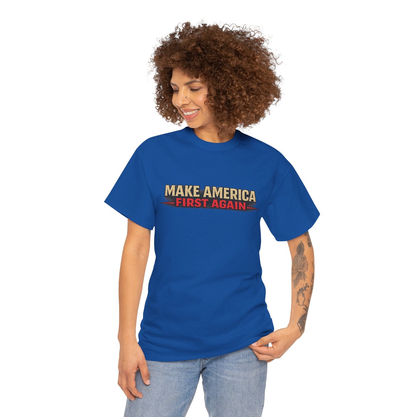 "Make America First Again" America First Is Not A Slogan - It's A Standard Gildan Brand T-Shirt