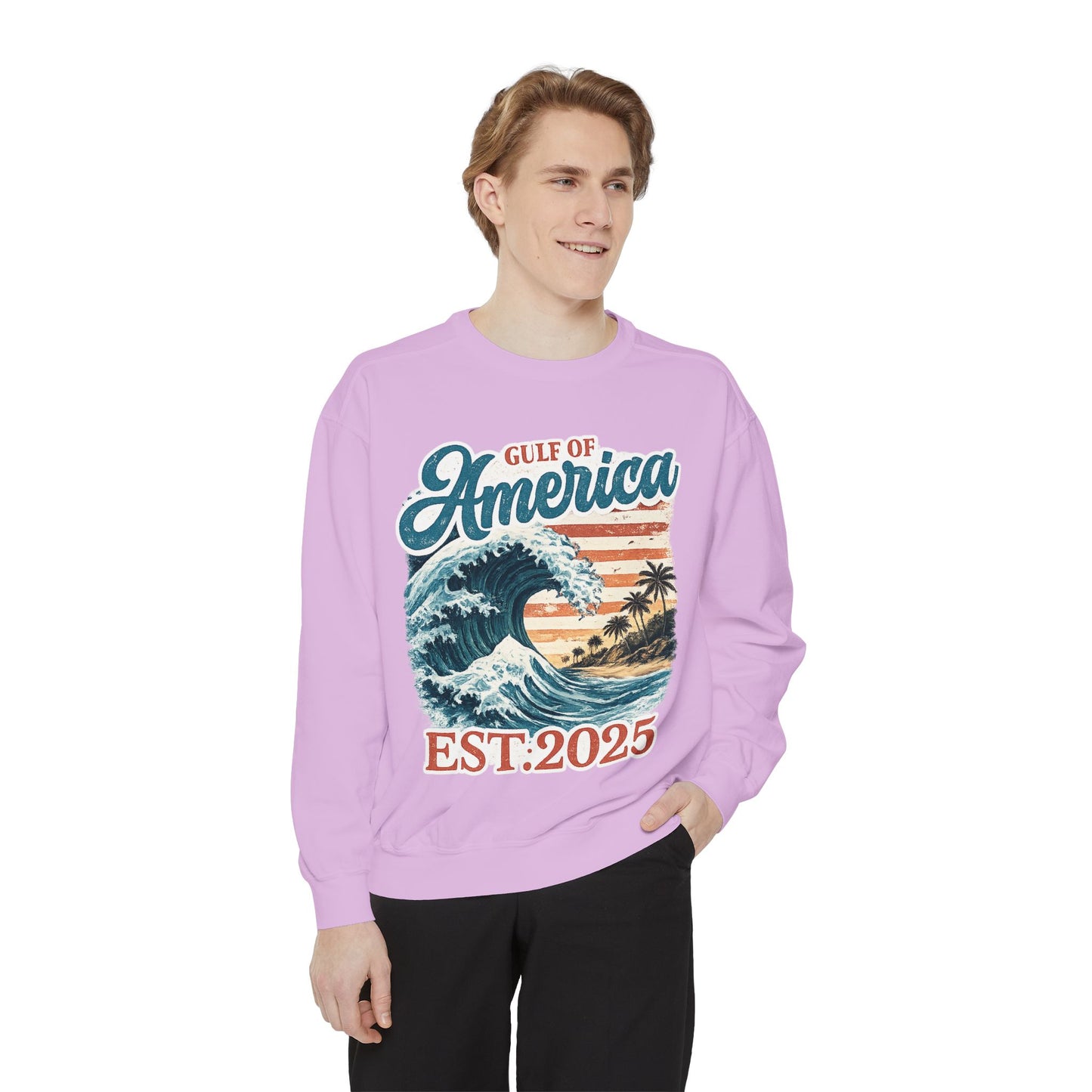 Gulf of America Est. 2025 Waves Comfort Color Brand Crewneck Sweatshirt